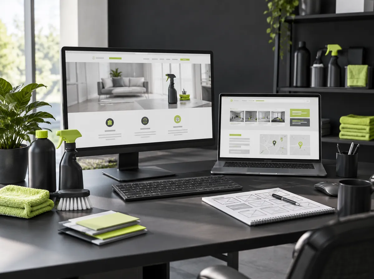 Cleaning website design on desktop and mobile Cleaning website design on desktop and mobile