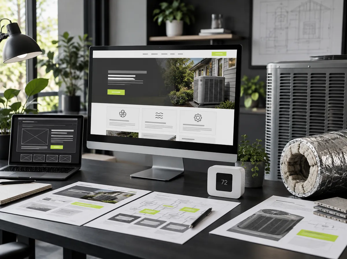 HVAC company website design displayed on desktop and mobile HVAC company website design displayed on desktop and mobile
