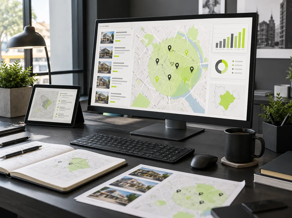 Local SEO workspace with service area maps and listing analysis Local SEO workspace with service area maps and listing analysis