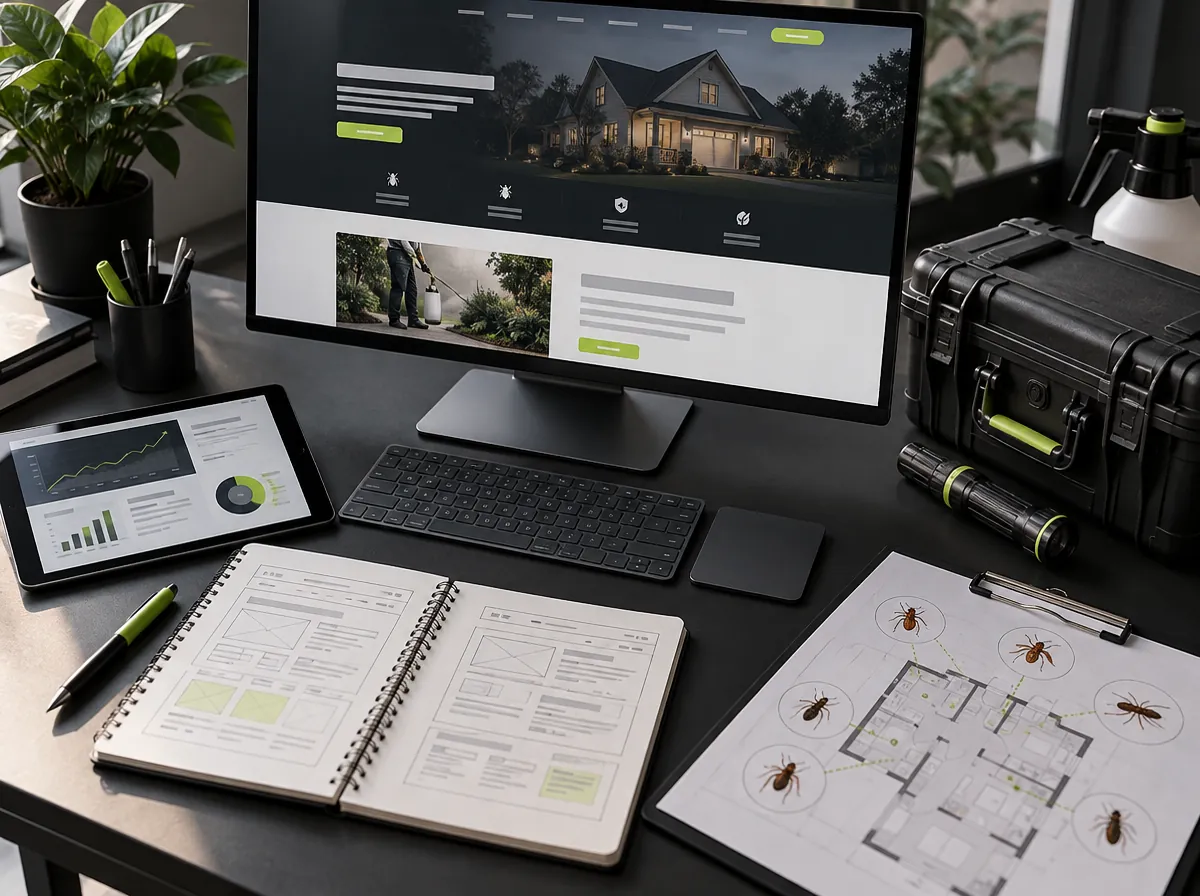 Pest control website design on desktop and mobile Pest control website design on desktop and mobile