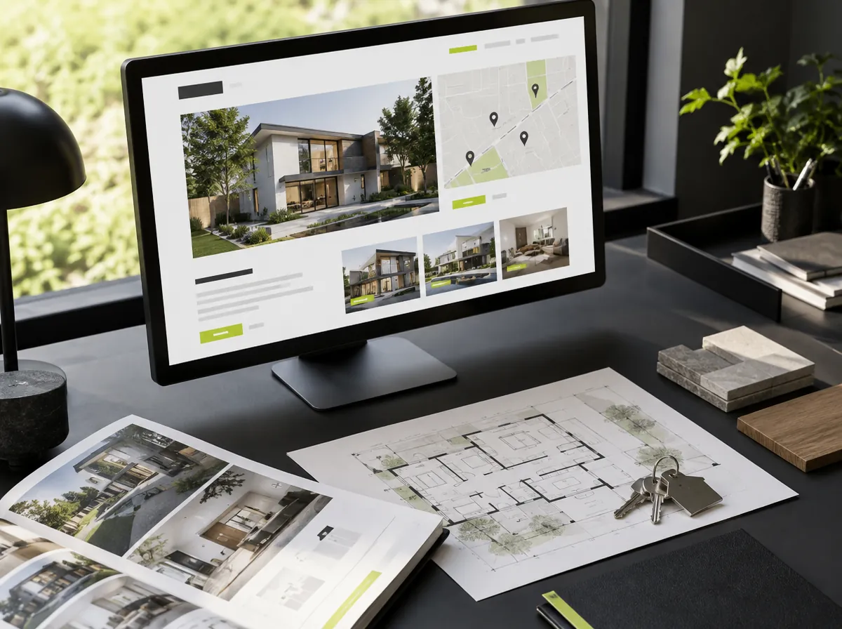 Real estate website design displayed on desktop and mobile Real estate website design displayed on desktop and mobile
