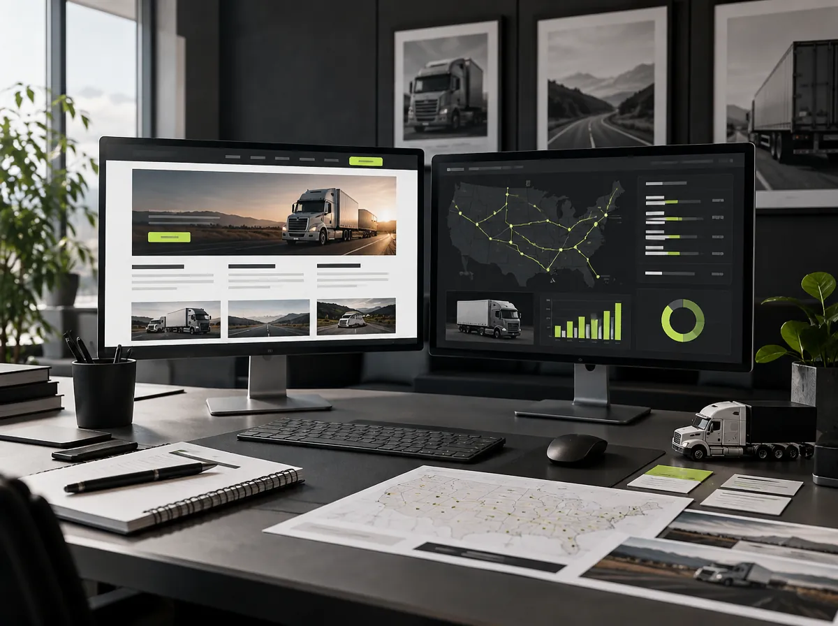 Trucking website design on desktop and mobile Trucking website design on desktop and mobile